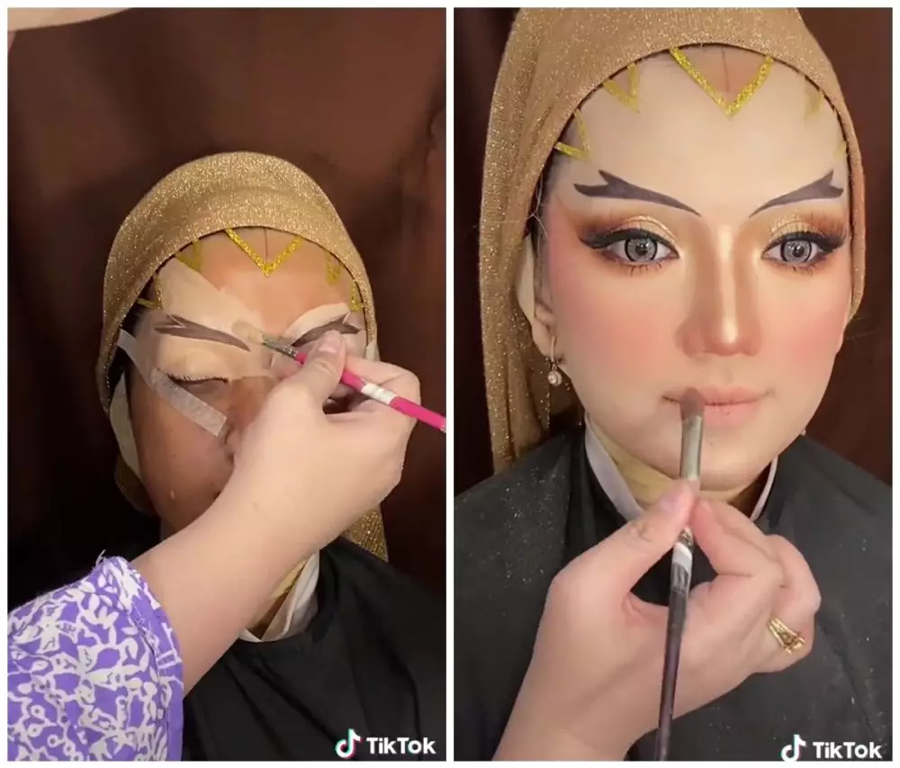 Pengantin ini request makeup paes ageng meski berhijab © TikTok