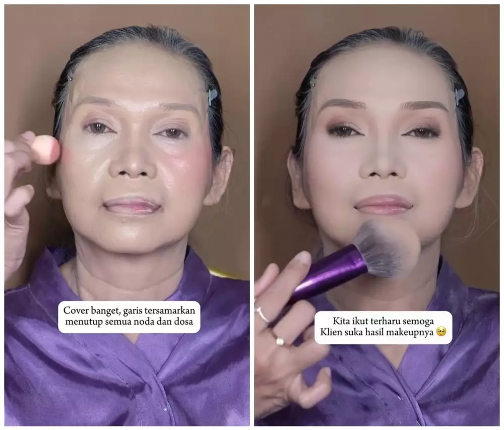 transformasi wanita 60 tahun dirias fresh nude © Instagram