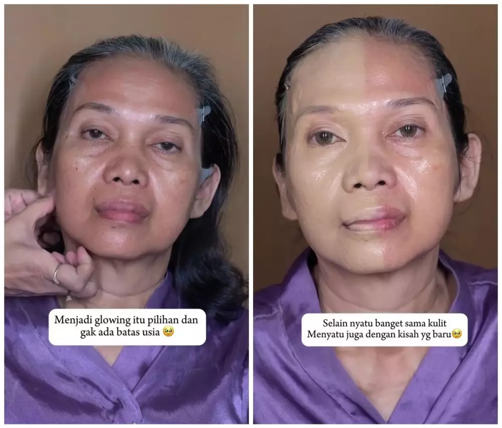 transformasi wanita 60 tahun dirias fresh nude © Instagram