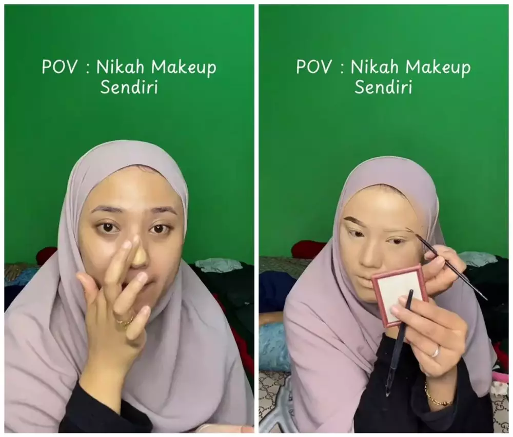 pengantin ini makeup diri sendiri dan keluarganya  © TikTok