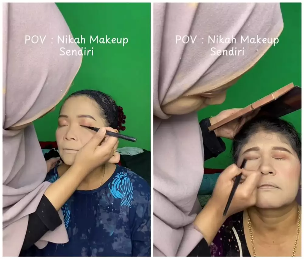 pengantin ini makeup diri sendiri dan keluarganya  © TikTok