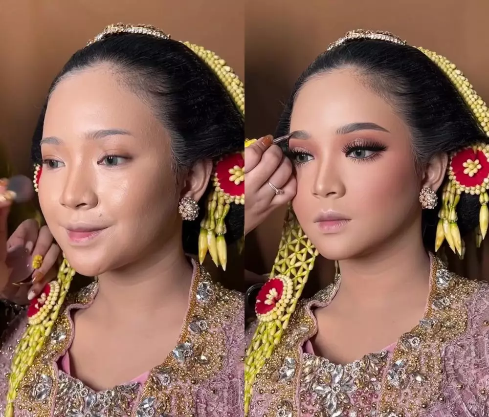 Transformasi pengantin Jawa dirias pink nude © Instagram  Transformasi pengantin Jawa dirias pink nude © Instagram