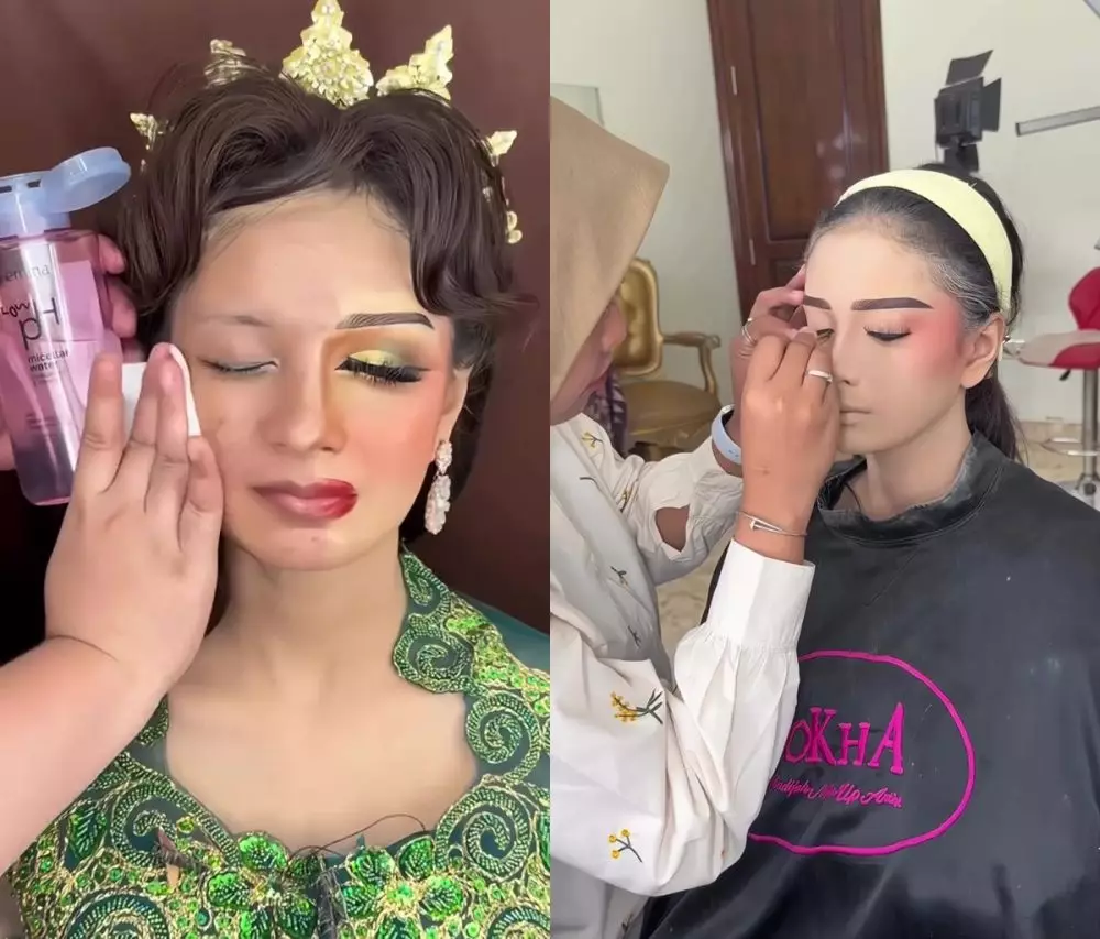 Transformasi wanita dengan makeup menor © Instagram  Transformasi wanita dengan makeup menor © Instagram