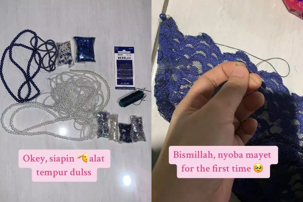 Wanita ini rombak baju kebaya © TikTok