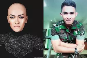 Aksi potong gundul Jupe dapat dukungan dari TNI ganteng, aww so sweet!