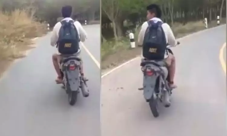 Kelakuan remaja naiki motor aneh ini bikin gagal paham