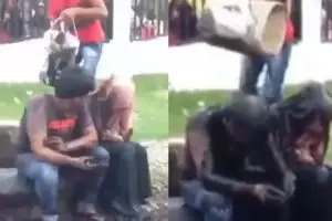 Diduga mesum, sejoli ini diguyur dengan air got