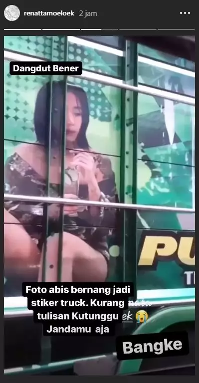 Wajahnya dipasang di bak truk Instagram 