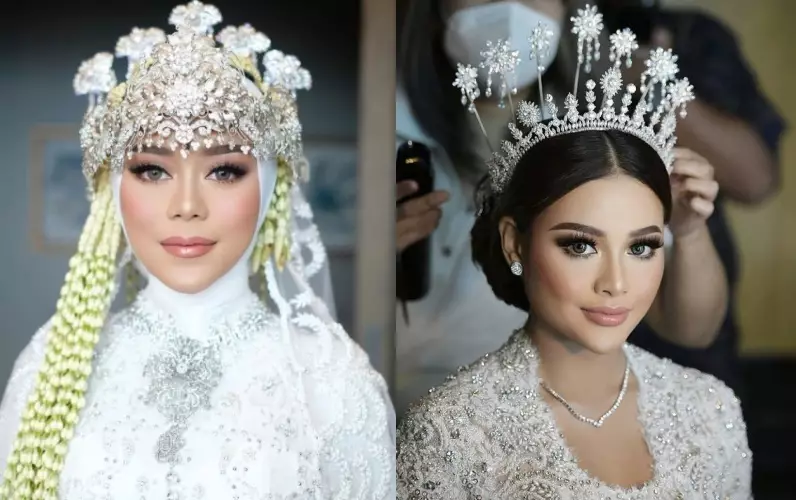 potret beda gaya pernikahan Lesty & Aurel dari berbagai sumber