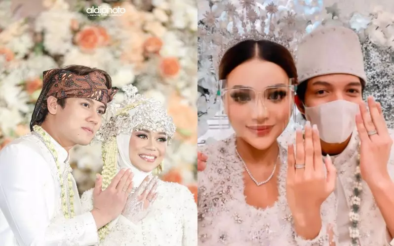 potret beda gaya pernikahan Lesty & Aurel dari berbagai sumber