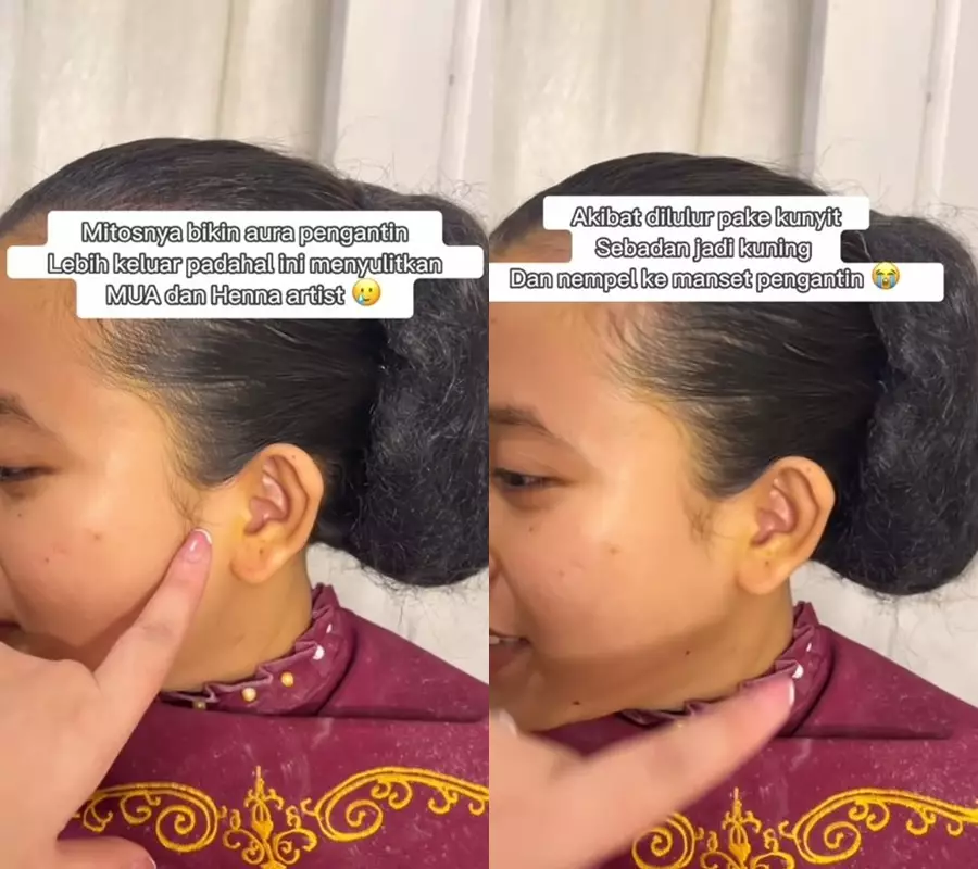 pengantin pakai lulur kunyit bikin susah MUA © 2023 brilio.net