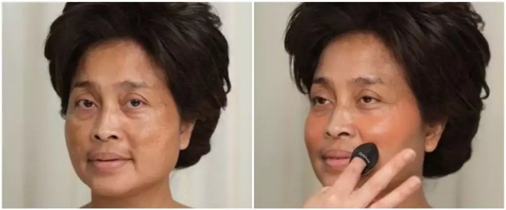 Transformasi makeup wanita paruh baya penuh flek TikTok