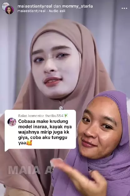 Wanita berkulit sawo matang recreate makeup Inara Rusli TikTok
