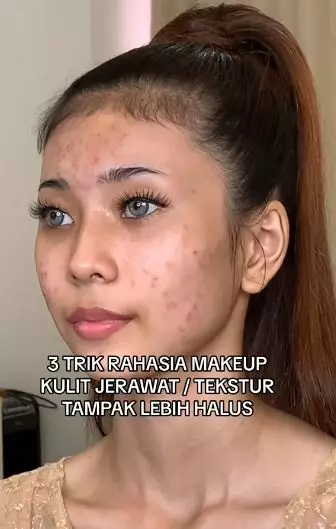 Transformasi cewek wajah bertekstur dirias ala glamor TikTok