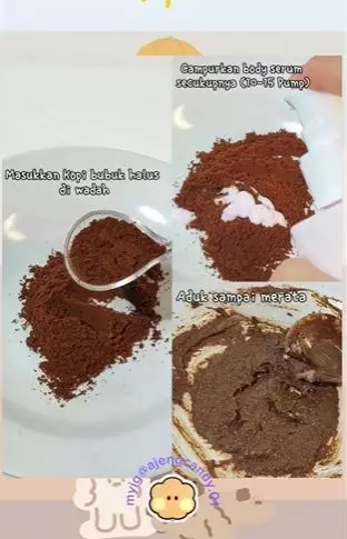 Cerahkan lutut hitam pakai body serum dicampur kopi Berbagai sumber