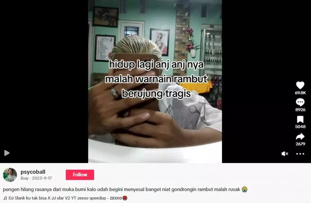 Rambut cowok ini jadi mirip sapu ijuk usai hair coloring TikTok