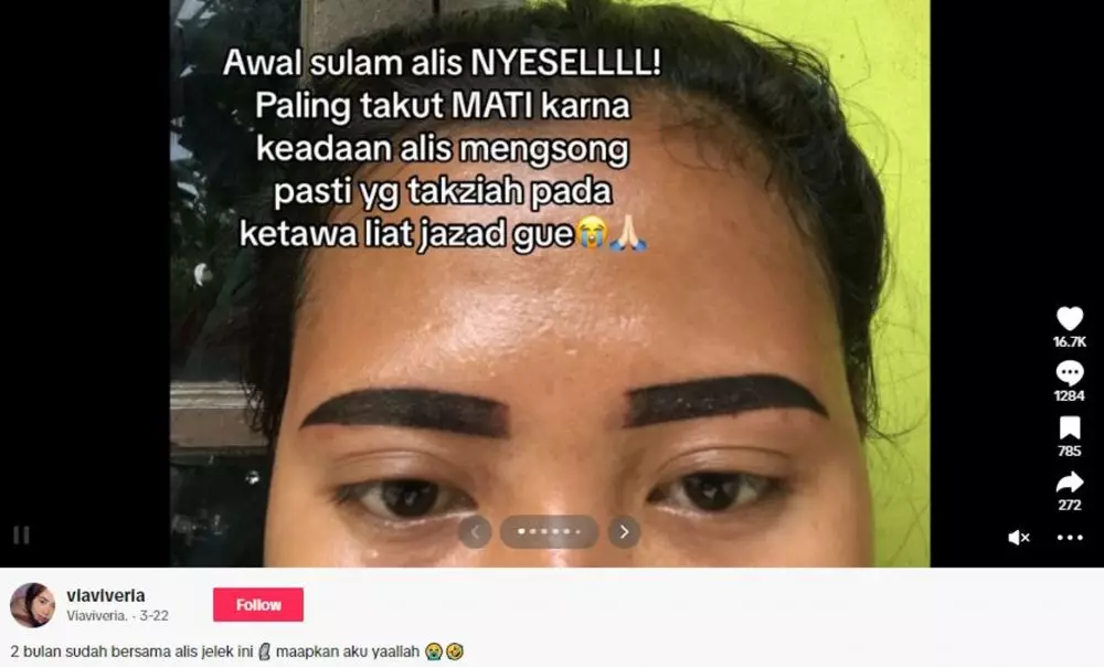 Alis cewek ini malah jadi miring usai sulam alis TikTok Alis cewek ini malah jadi miring usai sulam alis TikTok