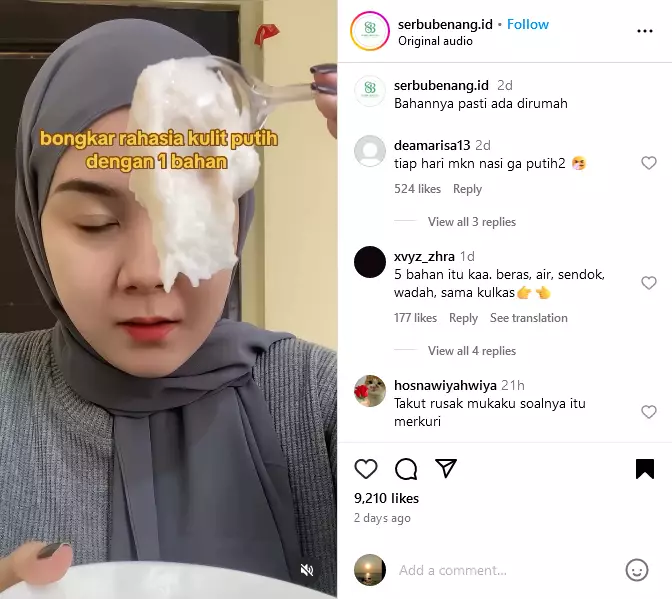 flek hitam akibat sengatan matahari © 2024 Instagram
