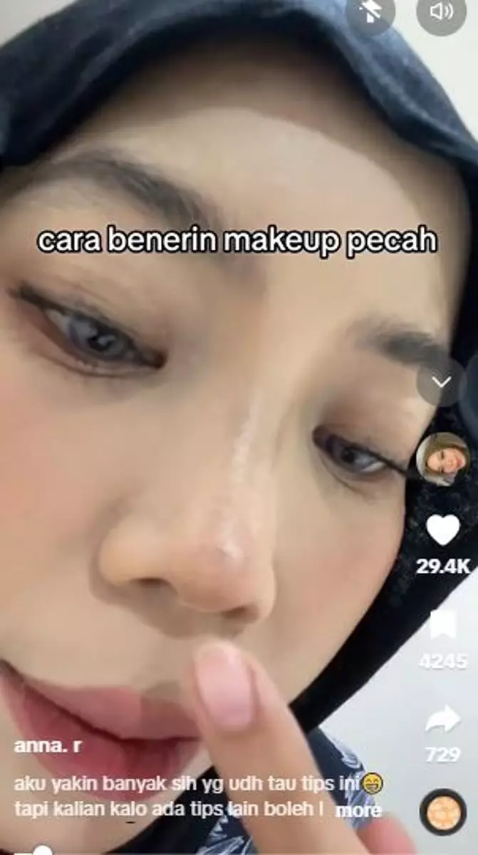 Trik atasi makeup crack di area hidung pakai air keran TikTok Trik atasi makeup crack di area hidung pakai air keran TikTok