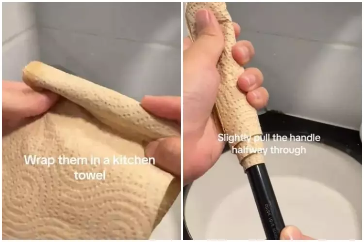 Cara atasi brush makeup yang berserabut cuma pakai 1 alat dapur TikTok