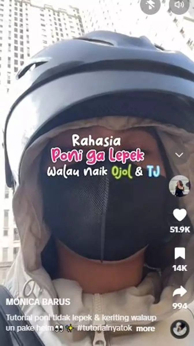 Rahasia rambut tetap badai meski pakai helm TikTok