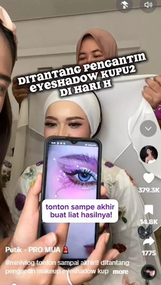 Pengantin tantang MUA bikin riasan butterfly eye makeup TikTok