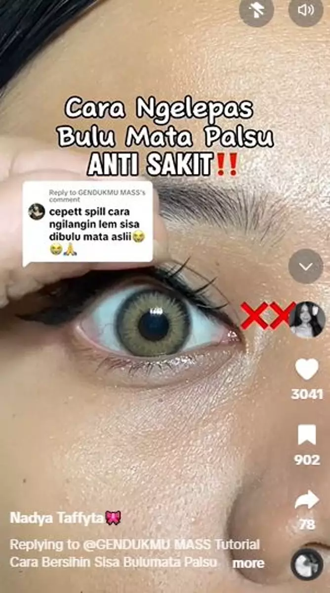 Trik melepas bulu mata palsu antisakit pakai 1 produk skincare TikTok Trik melepas bulu mata palsu antisakit pakai 1 produk skincare TikTok