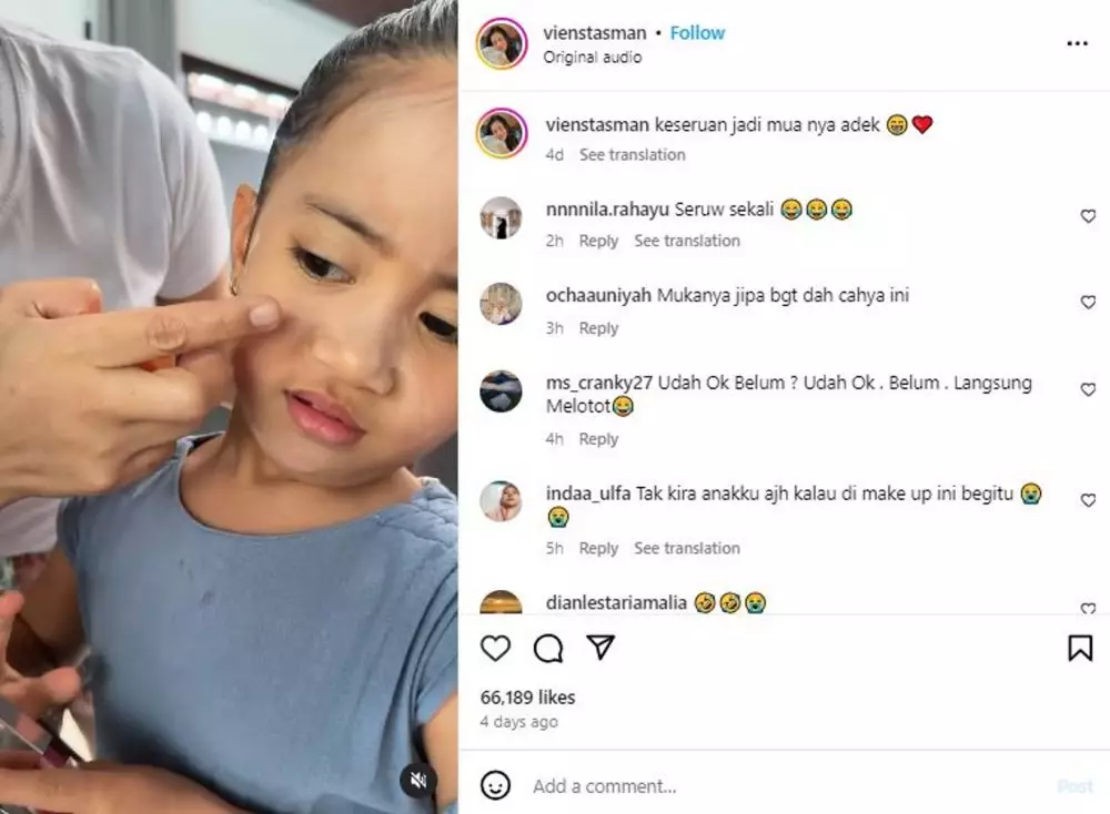 Momen kocak Vien Tasman makeup anak Rachel Vennya Instagram Momen kocak Vien Tasman makeup anak Rachel Vennya Instagram