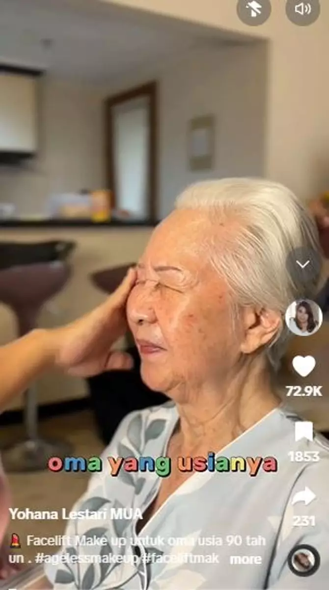 Transformasi makeup oma-oma usia 90 tahun hasilnya auto lebih muda TikTok