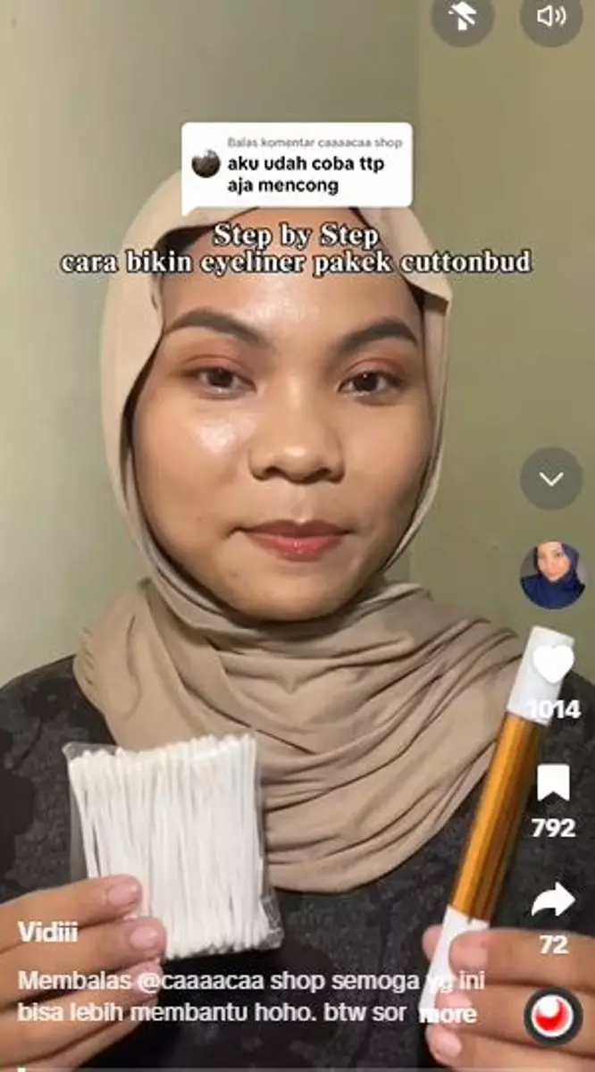 Trik bikin eyeliner presisi cuma perlu 1 alat pembersih TikTok Trik bikin eyeliner presisi cuma perlu 1 alat pembersih TikTok