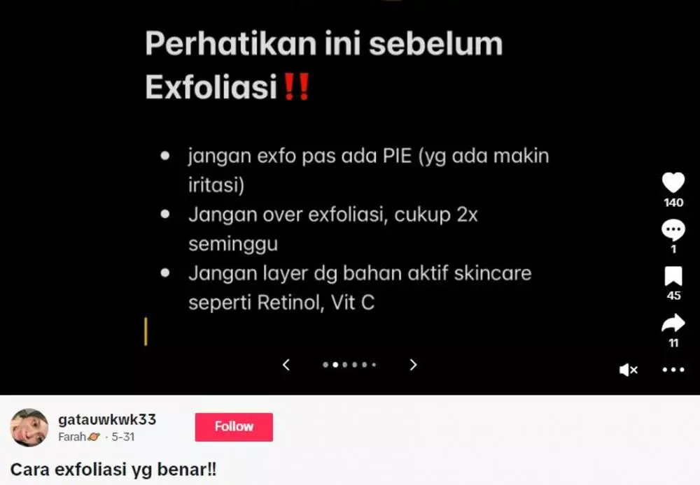 Cara eksfoliasi wajah yang tepat agar kulit anti iritasi TikTok Cara eksfoliasi wajah yang tepat agar kulit anti iritasi TikTok