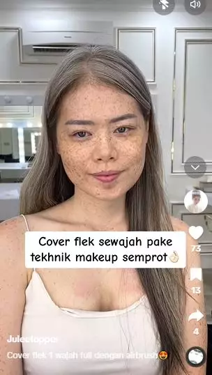 Transformasi cewek wajah penuh flek hitam hasilnya mulus pol pakai airbrush TikTok