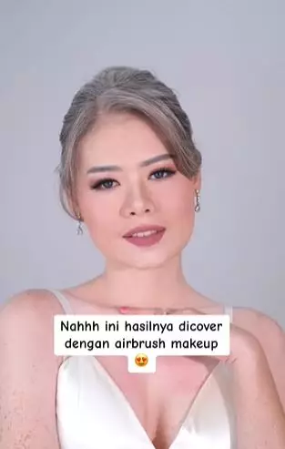 Transformasi cewek wajah penuh flek hitam hasilnya mulus pol pakai airbrush TikTok
