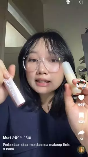 Battle review tinted lip balm Dear Me Beauty dan Sea Makeup TikTok
