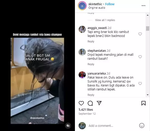 Momen kocak perjuangan cewek biar rambutnya nggak lepek TikTok