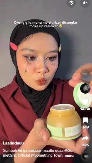 Momen nyesek cewek tak sadar hapus makeup pakai moisturizer TikTok