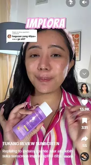 Review Implora Perfect Shield Gel Sunscreen diklaim super ringan TikTok