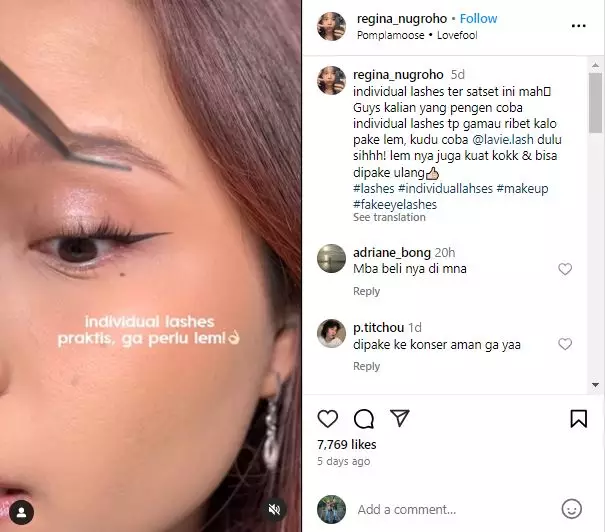 Review Lavie Beauty individual lashes diklaim praktis tanpa tambahan lem Instagram