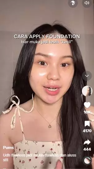 Trik gunakan foundation untuk beri efek wajah berdimensi dan lebih kecil TikTok