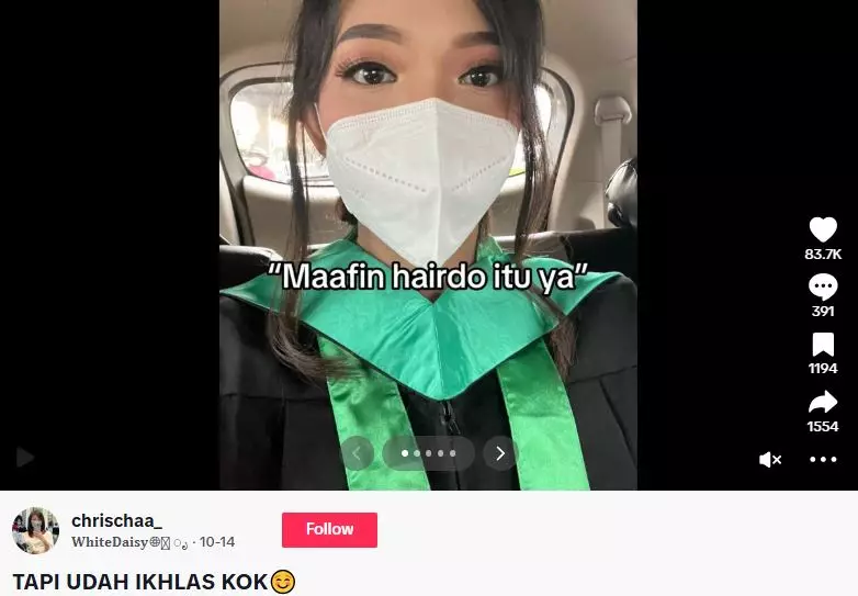 Momen apes mahasiswa sewa hair-do untuk wisuda berakhir zonk TikTok