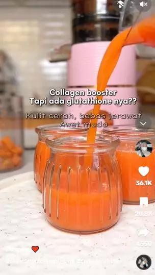 Cara bikin minuman kolagen cuma pakai wortel dicampur 2 jenis buah TikTok