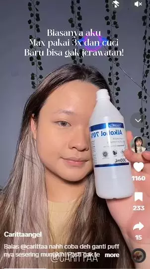 Cara bersihkan puff cushion andalkan 1 bahan khusus tanpa dicuci air sabun TikTok