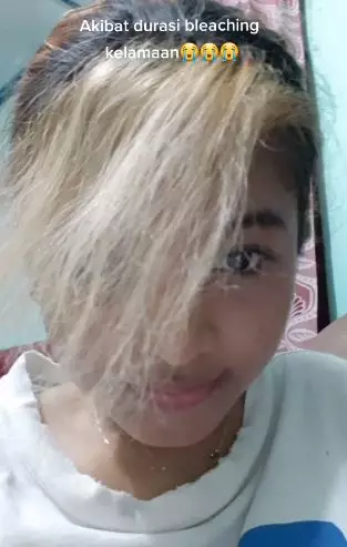Cewek pakai bleaching kelamaan berujung rambut rusak TikTok
