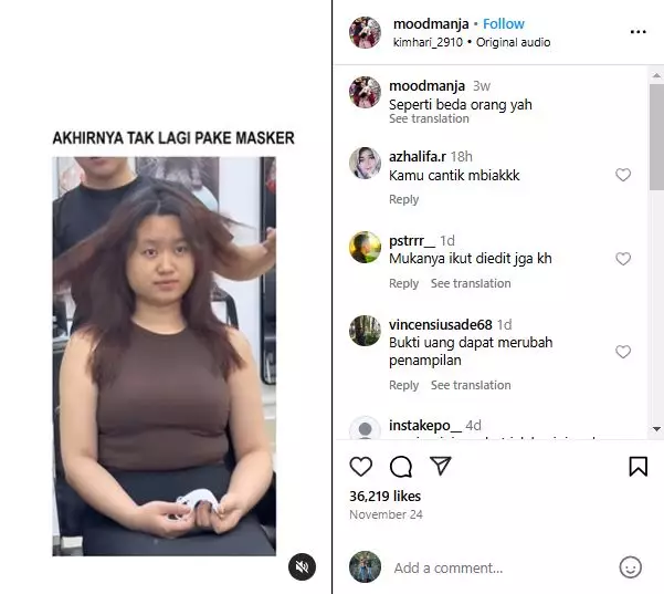 Cewek rambut kering dan kasar usai di styling hasilnya bak beda orang Instagram