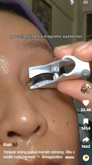 Momen kocak cewek pertama kali pasang magnetic eyelash TikTok Momen kocak cewek pertama kali pasang magnetic eyelash TikTok