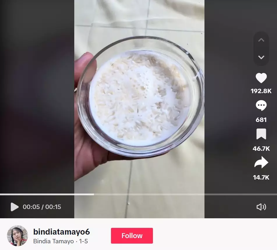 Cara bikin masker antiaging pakai beras © TikTok Cara bikin masker antiaging pakai beras © TikTok