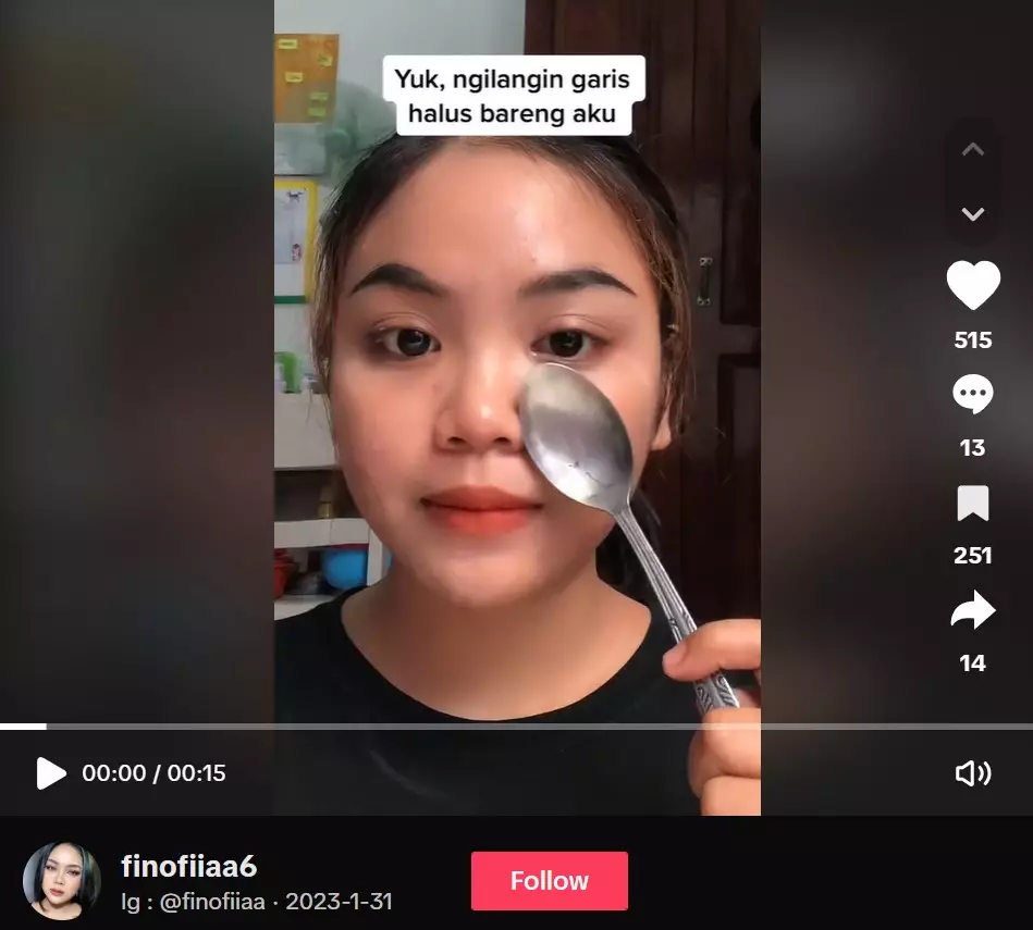 cara memudarkan garis halus di wajah © TikTok cara memudarkan garis halus di wajah © TikTok
