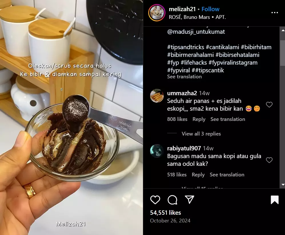 Cara hilangkan bibir hitam © Instagram Cara hilangkan bibir hitam © Instagram