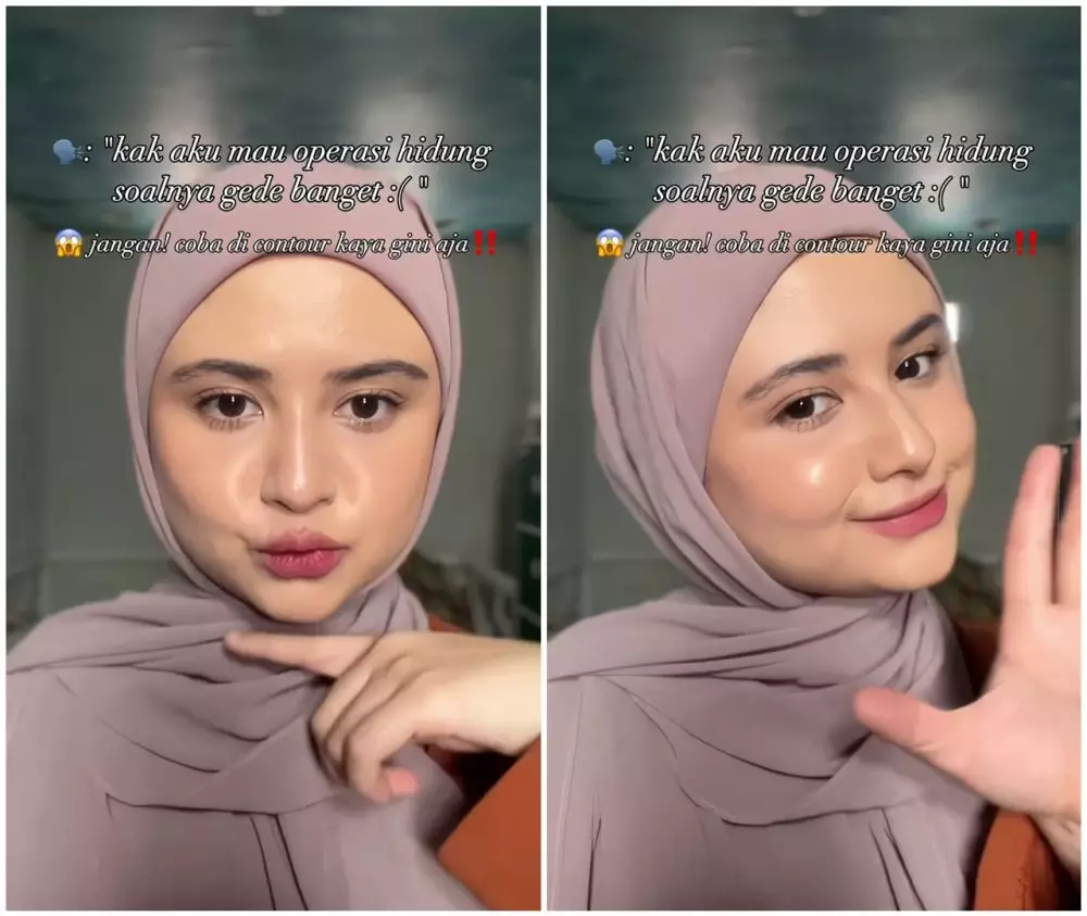 trik bikin kontur hidung agar tampak mancung © Instagram