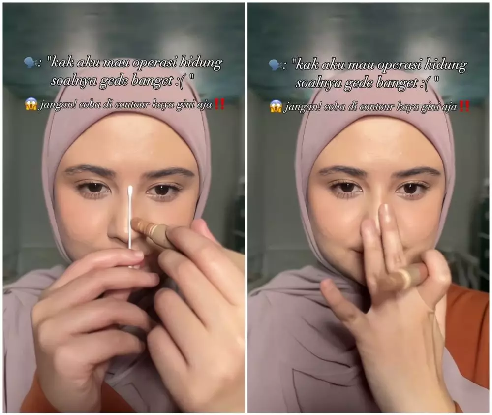 trik bikin kontur hidung agar tampak mancung © Instagram